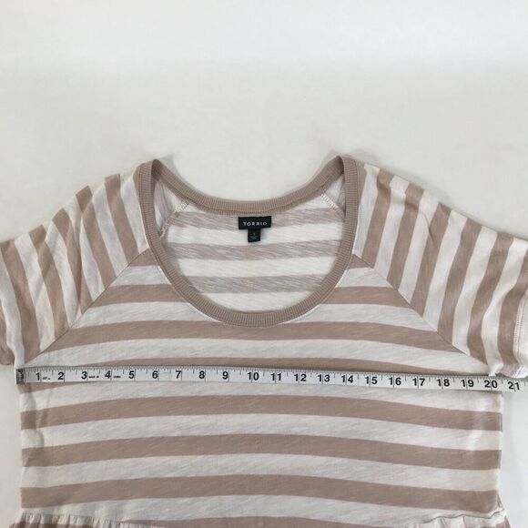 Torrid Babydoll Slub Scoop Neck Tiered Top Women's Plus Size 1/1X Striped Casual - Picture 7 of 12